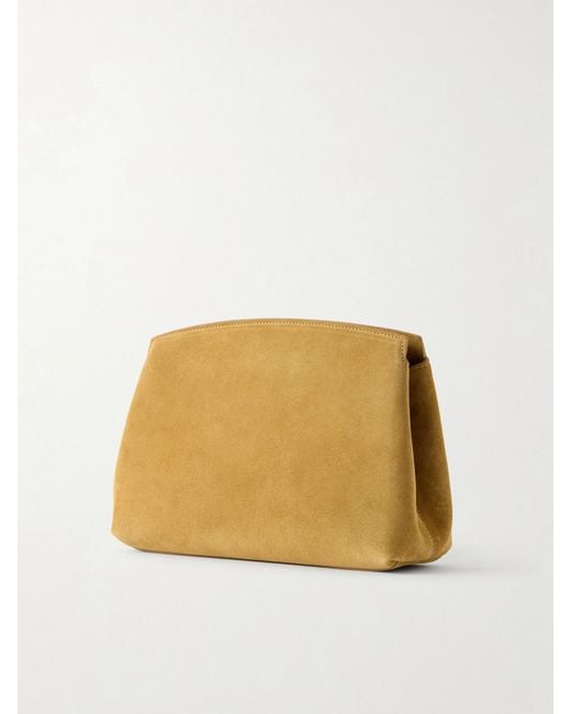 Liffner Natural Pushlock Suede Clutch