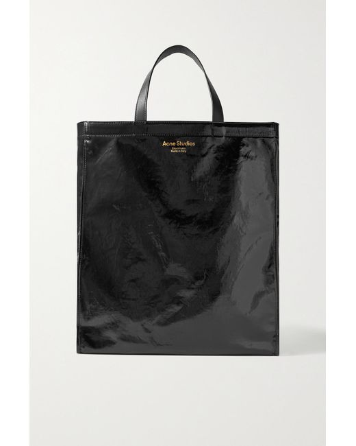 Acne Studios Leather-trimmed Coated-twill Tote in Black | Lyst