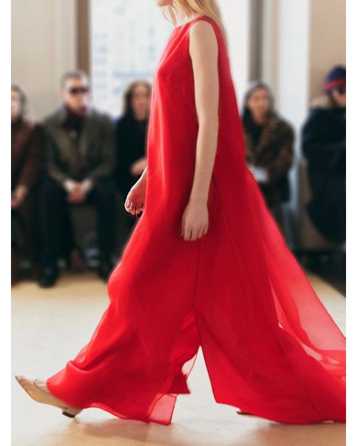 Altuzarra Red Jools Silk-Organza And Crepe De Chine Maxi Dress