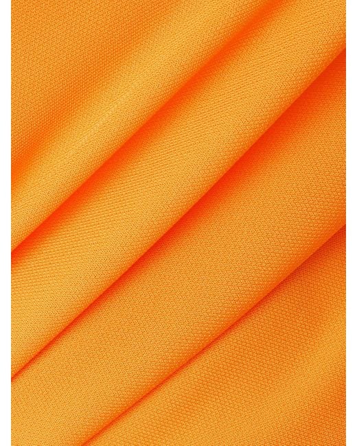 Bottega Veneta Orange Draped Gathered Jersey Maxi Dress