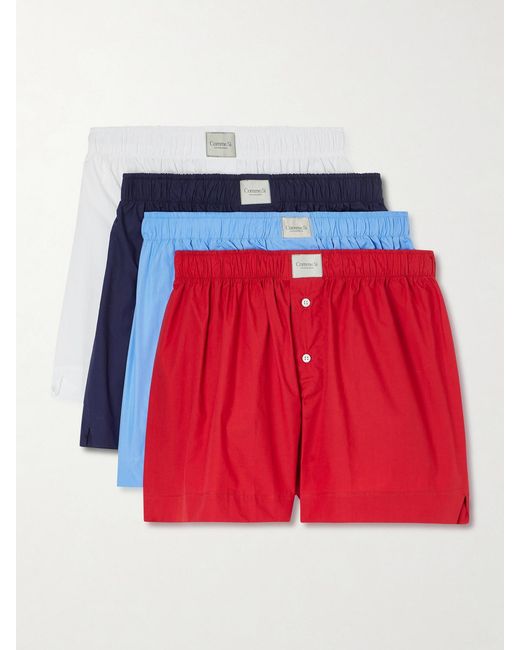 Comme Si Red Quartetto Set Of Four Cotton-Poplin Shorts