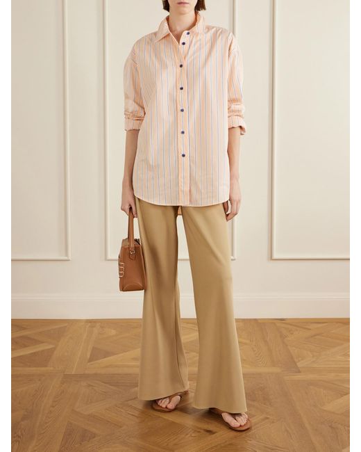La Ligne Natural Colby Recycled Stretch-Crepe Wide-Leg Pants
