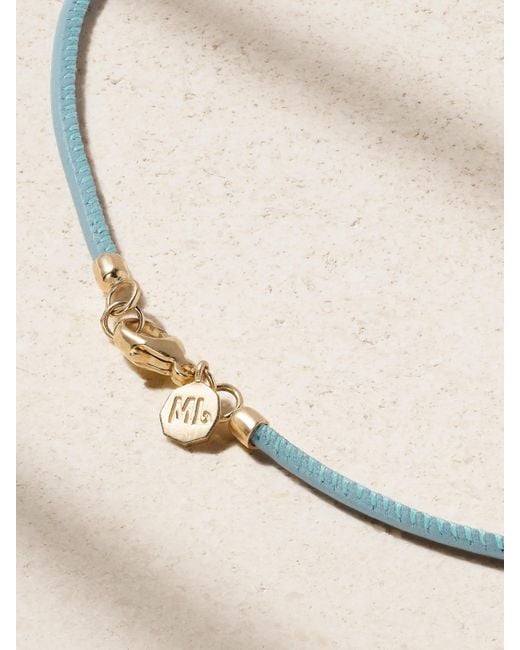 Marlo Laz Natural Large Southwestern Moon 14-Karat, Leather And Diamond Necklace