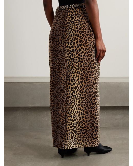 Adam Lippes Natural Levi Belted Leopard-Print Chenille Maxi Skirt