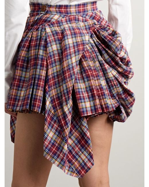 Vivienne Westwood Nymph Asymmetric Gathered Checked Linen