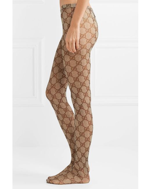 Gucci Jacquard-knit Tights in Natural | Lyst