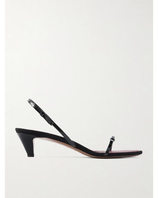 Neous Natural Diwo Bow-Embellished Patent-Leather Slingback Sandals
