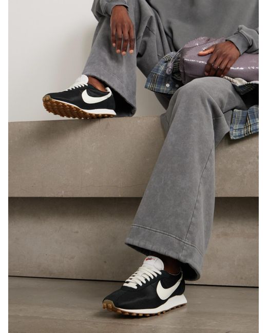 Nike Black Ld-1000 Suede And Leather-Trimmed Mesh Sneakers