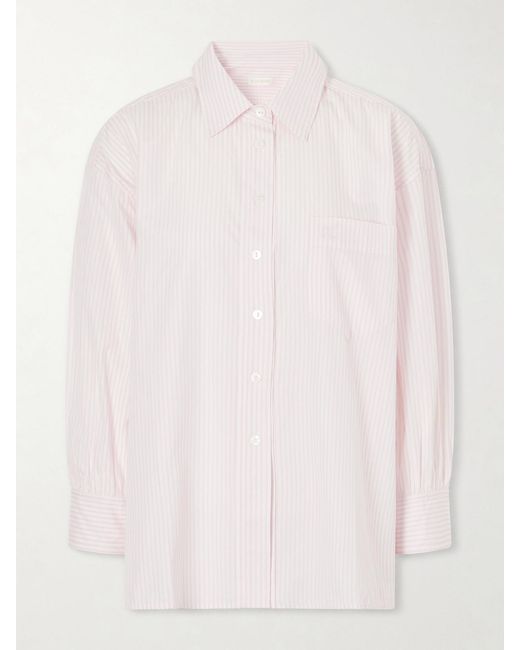 Suzie Kondi Pink Kappa Logo-Embroidered Striped Cotton-Poplin Shirt