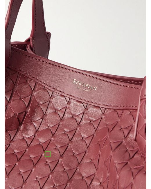 Serapian Red Secret Large Woven Leather Tote