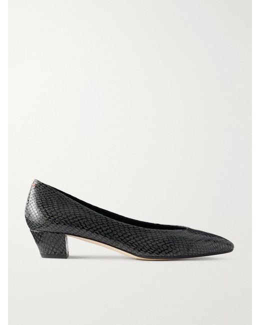 Aeyde Green Helia 35 Snake-Effect Leather Pumps