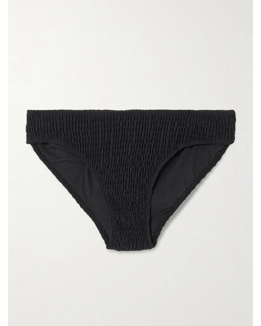 Ulla Johnson Black Marseille Smocked Bikini Briefs