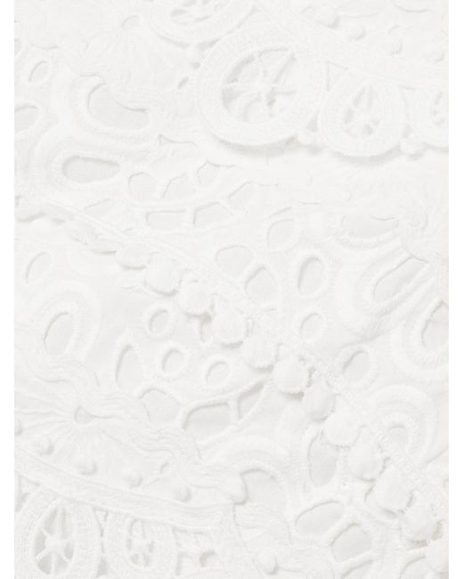 Carolina Herrera White Cropped Broderie Anglaise Cotton Top