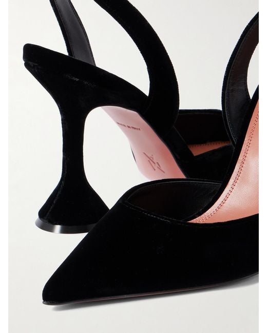 AMINA MUADDI White Holli Velvet Slingback Pumps