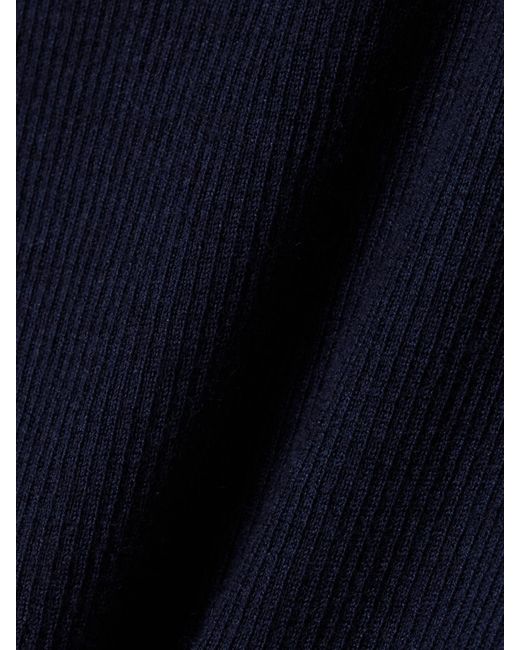 Brandon Maxwell Blue The Phoebe Ruffled Ribbed Cashmere Tank
