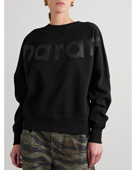 Isabel Marant Black Houston Sweatshirt Aus Jersey Aus Einer Baumwollmischung Mit Detail