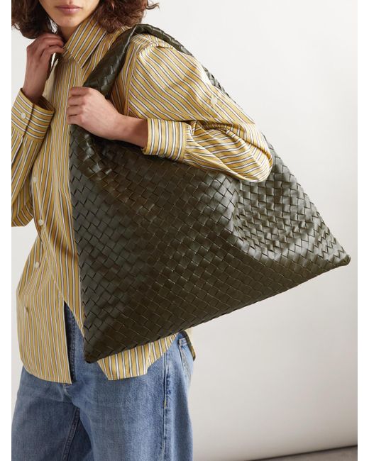 Bottega Veneta Green Hop Large Intrecciato Leather Tote