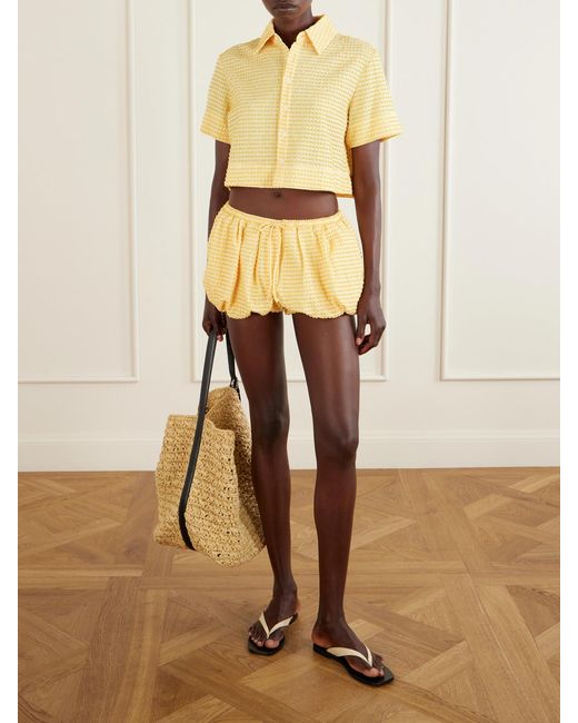 Jonathan Simkhai Metallic Addie Checked Seersucker Shorts