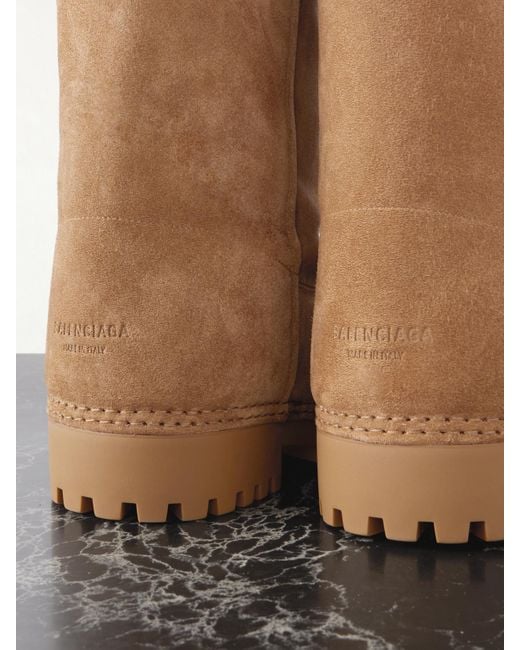 Balenciaga Brown Alaska Stiefel Aus Veloursleder Mit Shearling-Futter