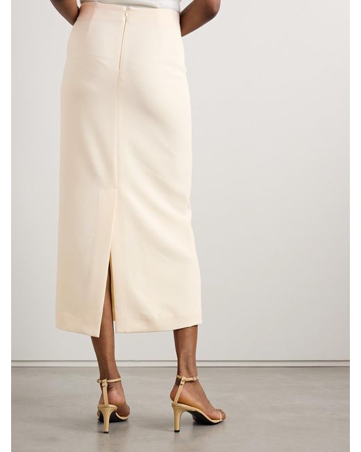 Staud Natural Smith Crepe Midi Skirt