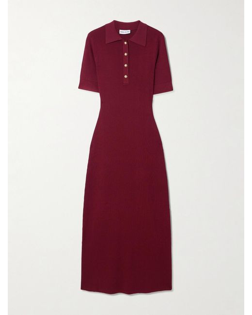 Rebecca Vallance Red Reagan Ribbed Jersey Midi Dress