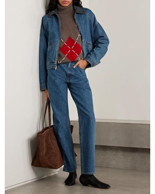 SLVRLAKE Denim Blue Camden Corduroy-Trimmed Denim Jacket