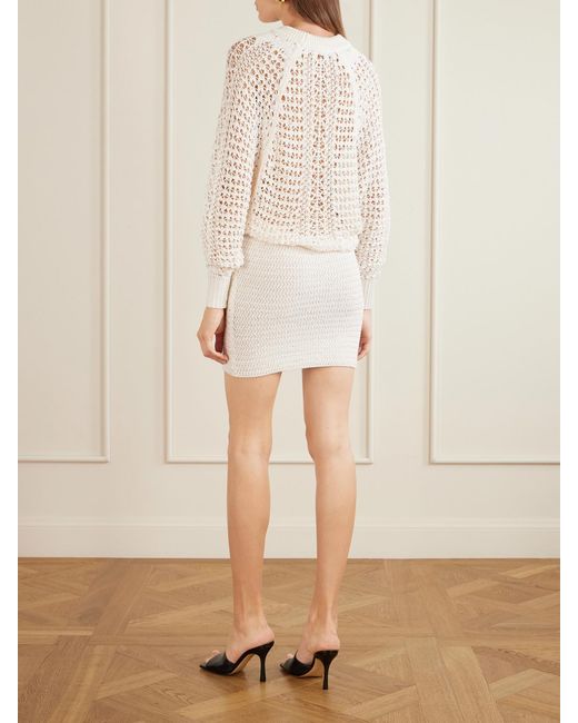 Balmain Natural Crocheted Mini Dress