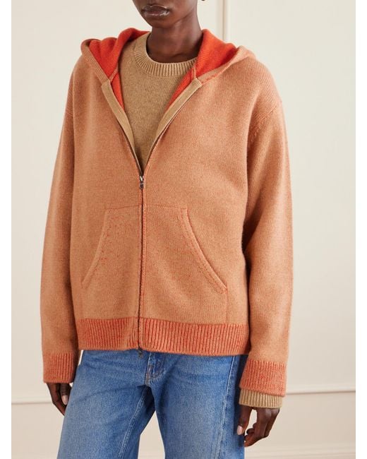 The Elder Statesman Orange Canyon Cashmere Zip-Up Hoodie