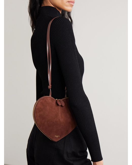 Alaïa White Le Coeur Suede And Leather Shoulder Bag