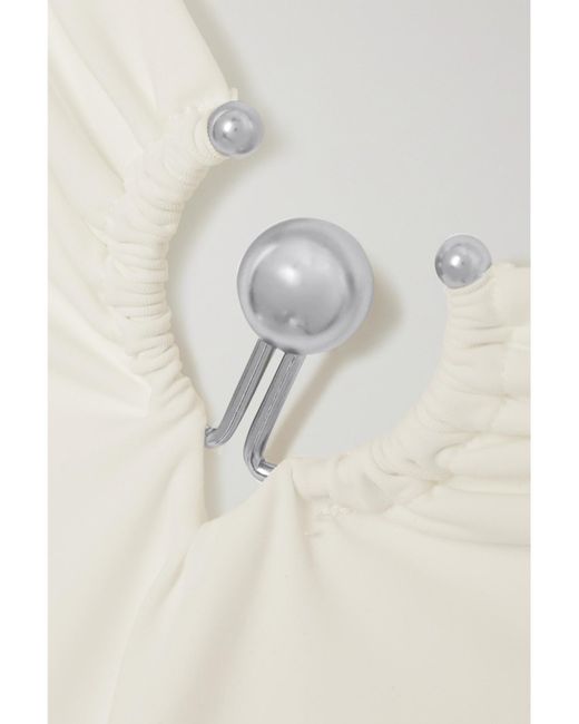 Christopher Esber White Embellished Cutout Swimsuit