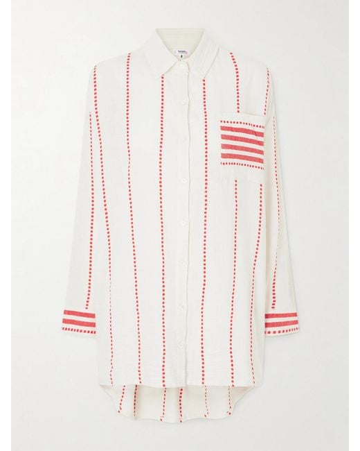Lemlem Red Mariam Cotton-Gauze Shirt
