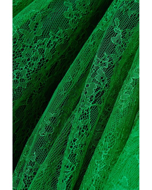 Nina Ricci Green Lace And Bow-Detailed Taffeta Gown
