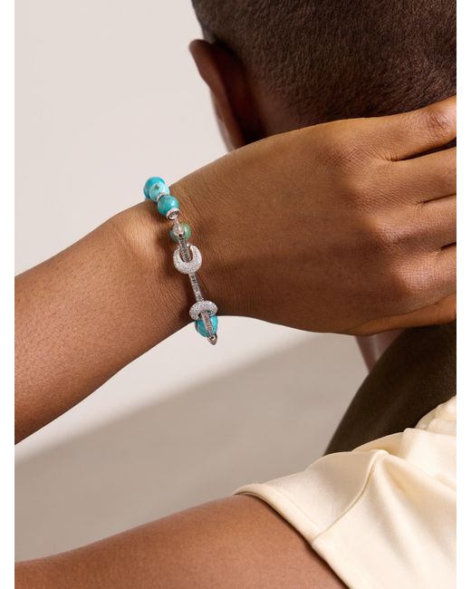 ANANYA Blue Chakra Armband Mit Mehreren Steinen Und Detail Aus 18 Karat Weißgold
