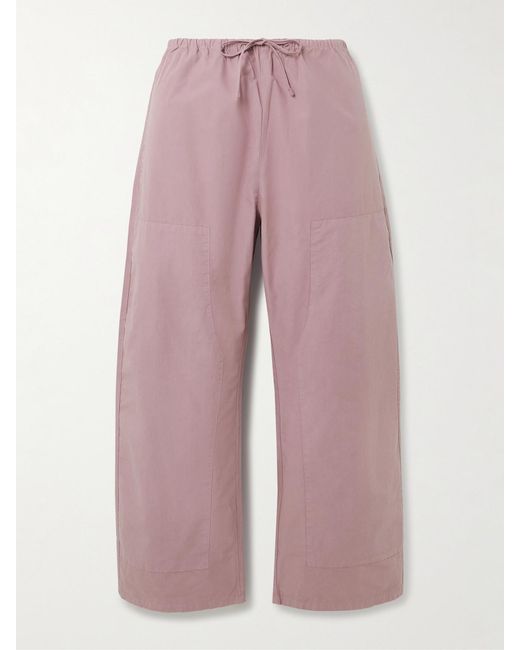 Leset Pink Kyoto Cotton-Poplin Low-Rise Wide-Leg Pants