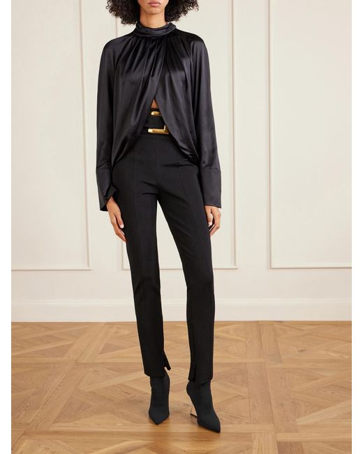 Balmain Black Ribbed Wedge Ankle Boots