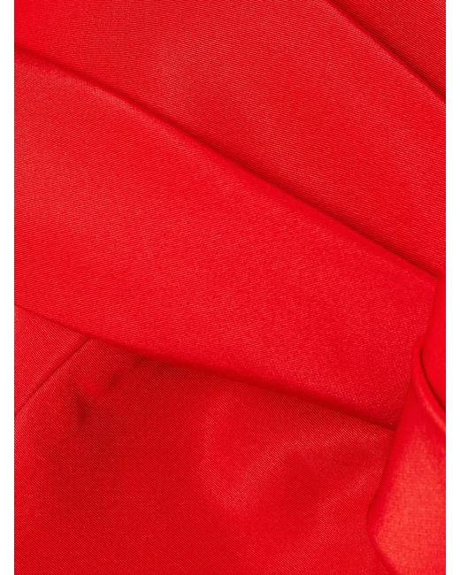 Carolina Herrera Red Off-The-Shoulder Pleated Silk-Faille Midi Dress
