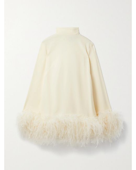 Taller Marmo White Net Sustain Gina Feather-Trimmed Crepe Mini Dress