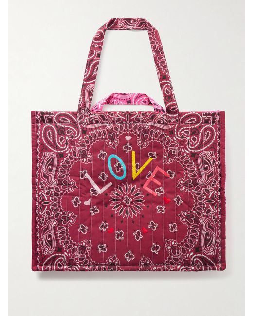 Call it By Your Name Cabas Maxi Embroidered Quilted Printed Cotton Tote Bag