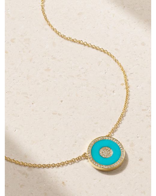 Jennifer Meyer Natural Mini Evil Eye 18-karat Gold, Turquoise And Diamond Necklace