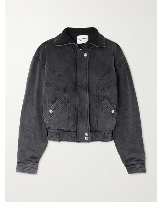 Isabel Marant Black Parveti Washed-Effect Bomber Jacket