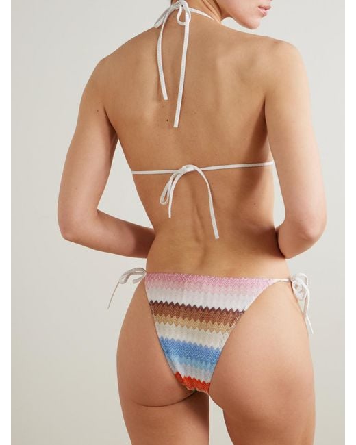 Missoni Multicolor Mare Striped Metallic Crochet-Knit Triangle Bikini