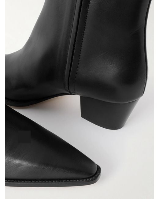 Manolo Blahnik Black Aliera 50 Leather Ankle Boots