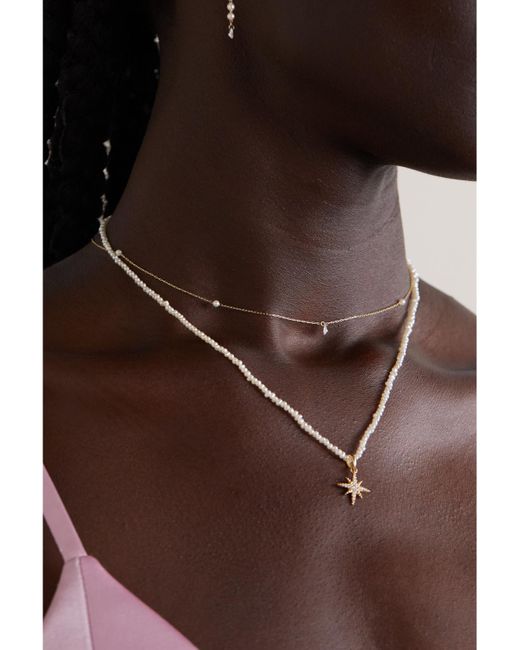 Mizuki White Sea Of Beauty 14-Karat, Pearl And Diamond Necklace