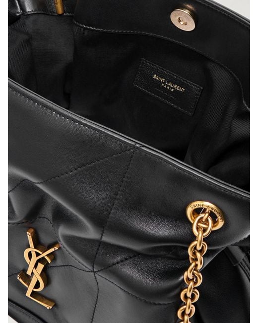 Saint Laurent Black Jamie Shopping Mittelgroße Schultertasche Aus Gestepptem Leder