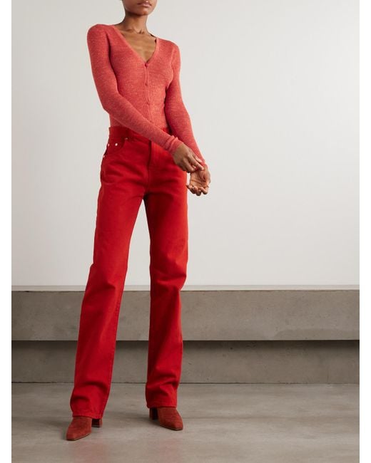 Gabriela Hearst Red Aiste Ribbed Cashmere, Silk And Hemp-Blend Cardigan
