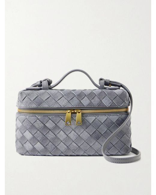 Bottega Veneta Gray Bang Bang Intrecciato Suede Tote