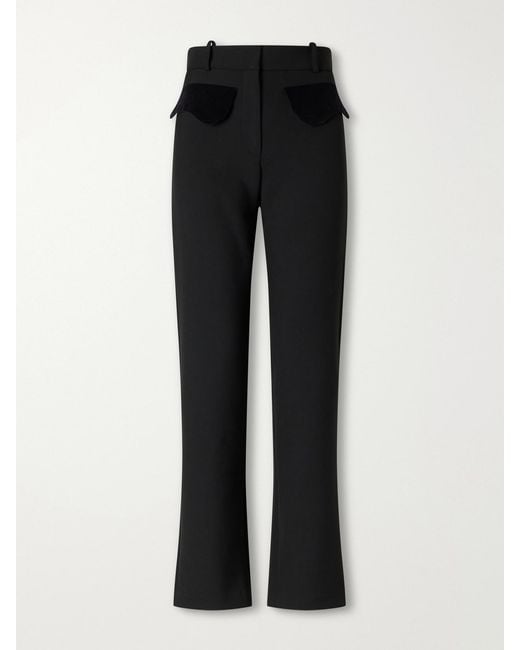 D'Estree Black Tina Gallie Crepe Straight-Leg Pants