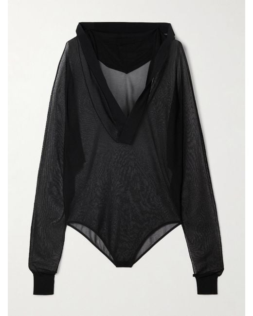 Alaïa Black Hooded Jersey Bodysuit
