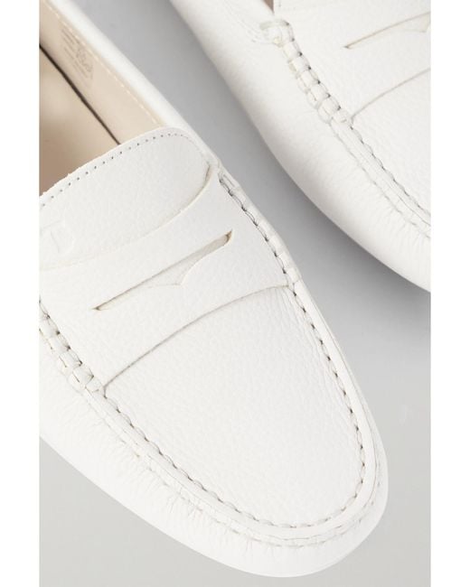 Tod's Natural Gommino Textured-Leather Loafers
