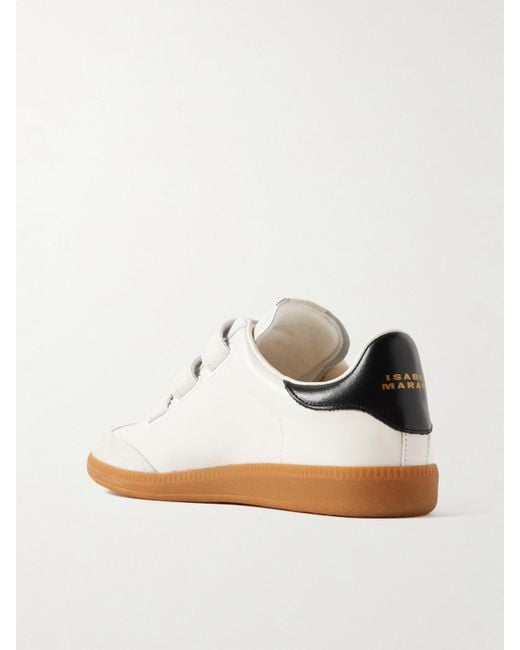 Isabel Marant White Beth Suede-Trimmed Leather Sneakers
